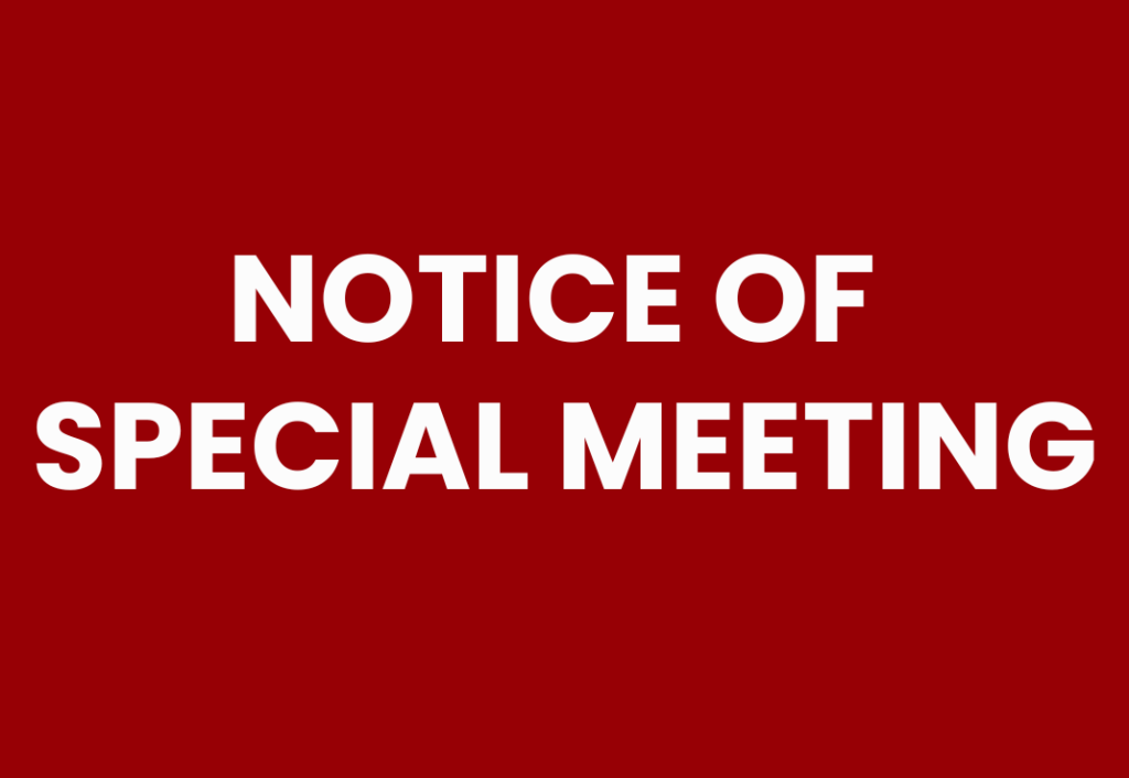 Notice of Special Meeting